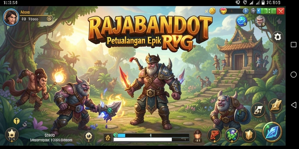 Screenshot gameplay RAJABANDOT menampilkan pertarungan seru dalam dunia RPG.