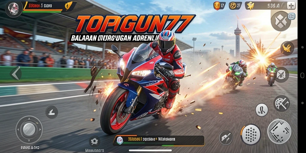 Gameplay seru dari balapan motor di TOPGUN77.